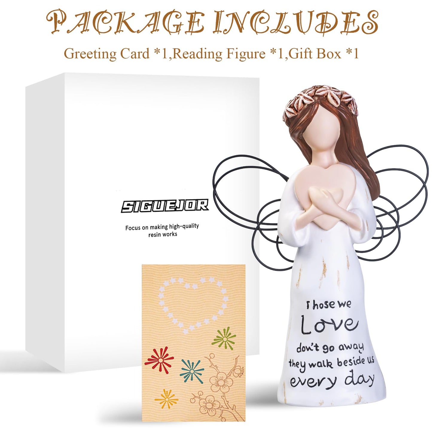 Siguejor Sympathy Gifts, Memorial Gifts For Loss Of A Loved One, Remembrance And Bereavement Gifts, Angel Figurines For Women (H