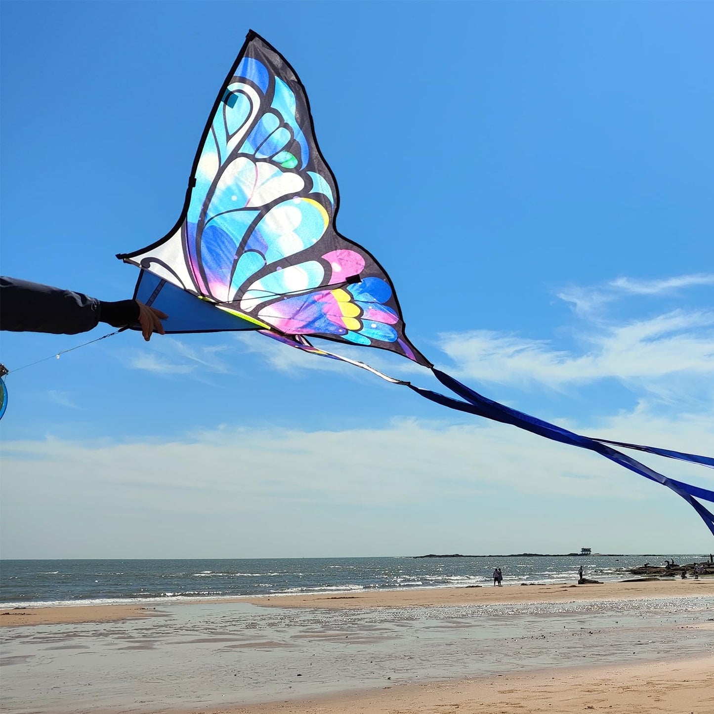 Simxkai Butterfly Kite For Kids & Adults, Easy To Fly Big Kite For Beginners Purple