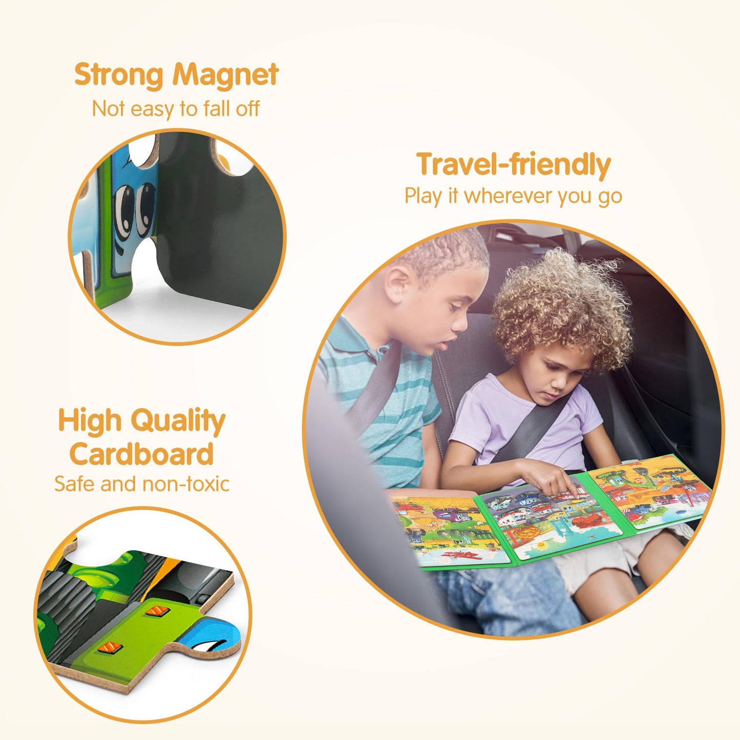 Synarry Vehicle Theme Magnetic Puzzles For Toddlers 3-5, 36 Pieces Travel Puzzles For Kids Ages 4-8, Car Airplane Road Trip Activities Magnet Games Toys For 3 4 5 6 Year Old Children Boys Girls Gifts