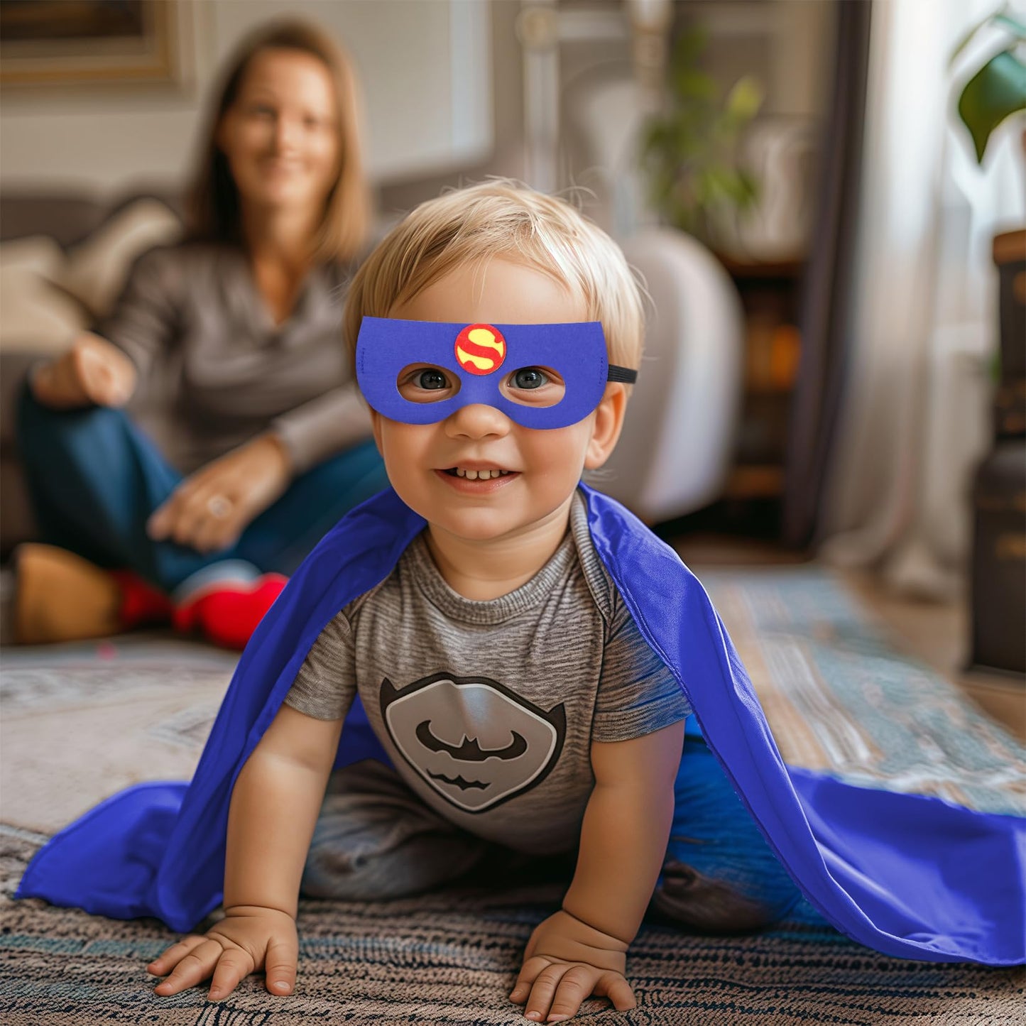 Riorand Kids Superhero Capes And Masks, Ideal For Boys And Girls Cosplay,Birthday Party,Christmas,Halloween Dress Up Orange+Blue