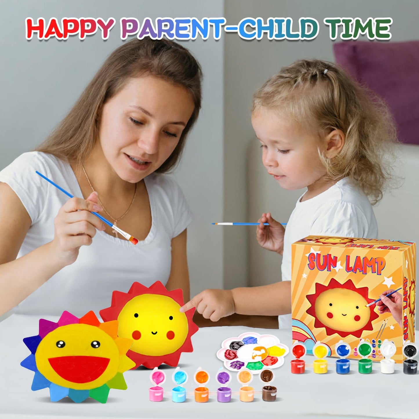 Paint Your Own Sun Lamp Art Kit, Diy Sun Night Light Arts & Crafts Toys, Painting Kit Arts And Crafts For Kids Ages 8-12, Art Supplies Birthday Gifts For Girls Boys 3 4 5 6 7 8 9 10 11 12 Year Old
