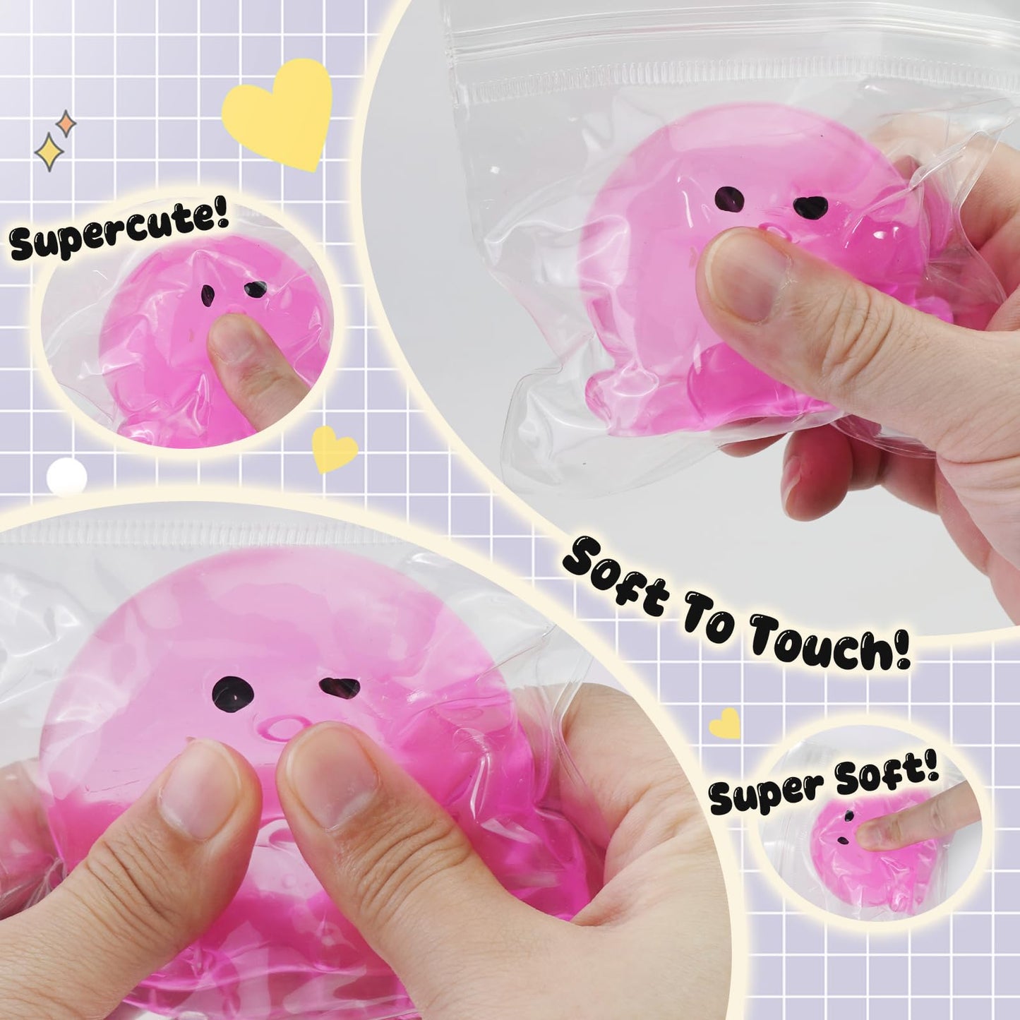 Taba Squishy Toys Squeeze Toys Cat Paw Cute Kawaii Sticky Squishy Fidget Toys Silicone Squeeze Toy for Stress Relief Cute Soft Toys Best Gift for Anniversary (Squid)