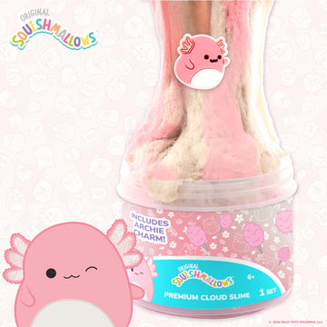 Squishmallows Archie The Axolotl Premium Cloud Slime, 8 oz, Cotton Candy Scent, Fun Add-Ins, Soft Sludge Toy for Kids