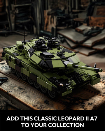 Nifeliz Leopard II A7 Military Tank Building Set for Adults - 2069 PCS Collectible Model, Green and Black, Ideal Gift for Enthusiasts