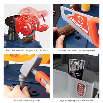 Deejoy Kids Tool Bench, Realistic and Electric Drill, Transformable Tool Set, Toddler Bench Pretend Play Learning Gift for Boys