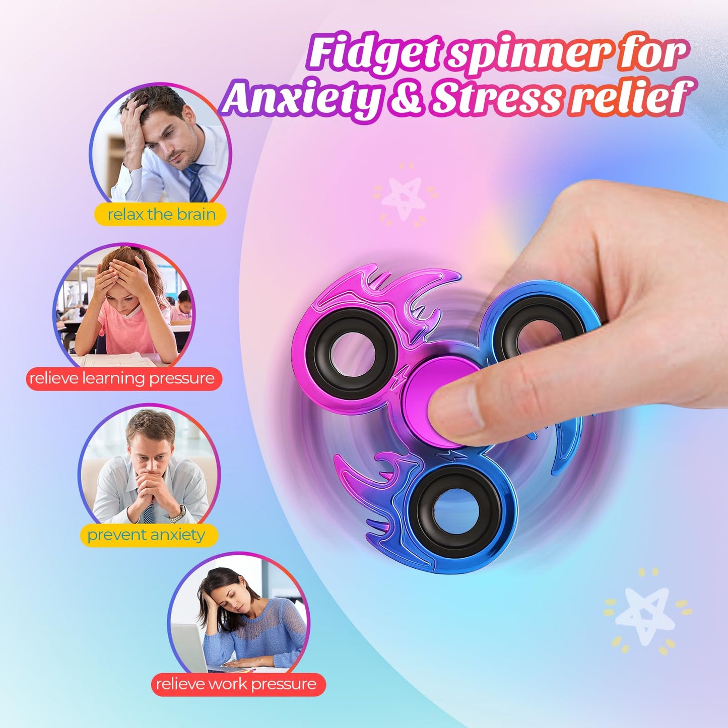 Jawhock 2 Pack Fidget Spinners, High Speed Precison Metal Hand Spinners For Focus, Streess Reduction And Boredom, Ideal For Enhancing Concentration And Killing Time