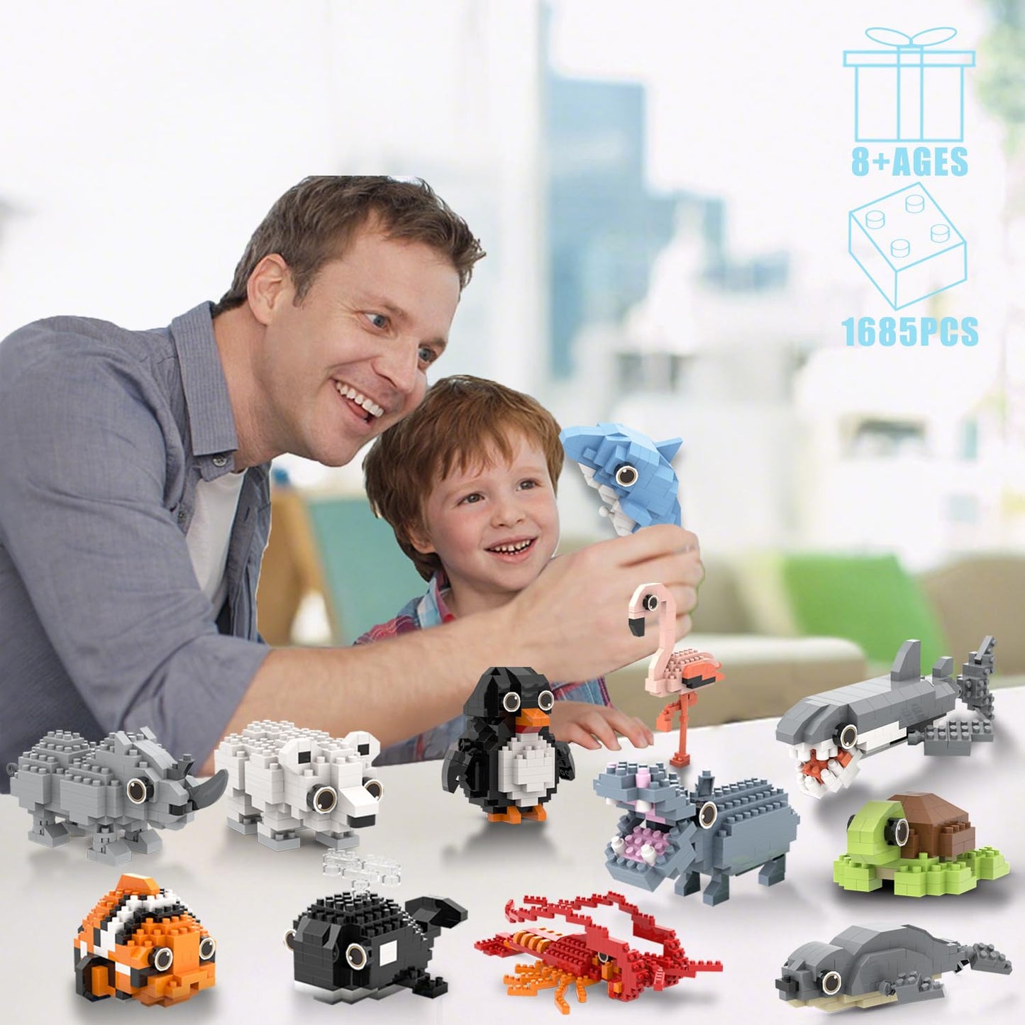 Mjddja Party Favors For Kids, 12 Kinds Of Animals Building Block Toy, Easter Gifts Goodie Bags Stocking Stuffer Classroom Prizes