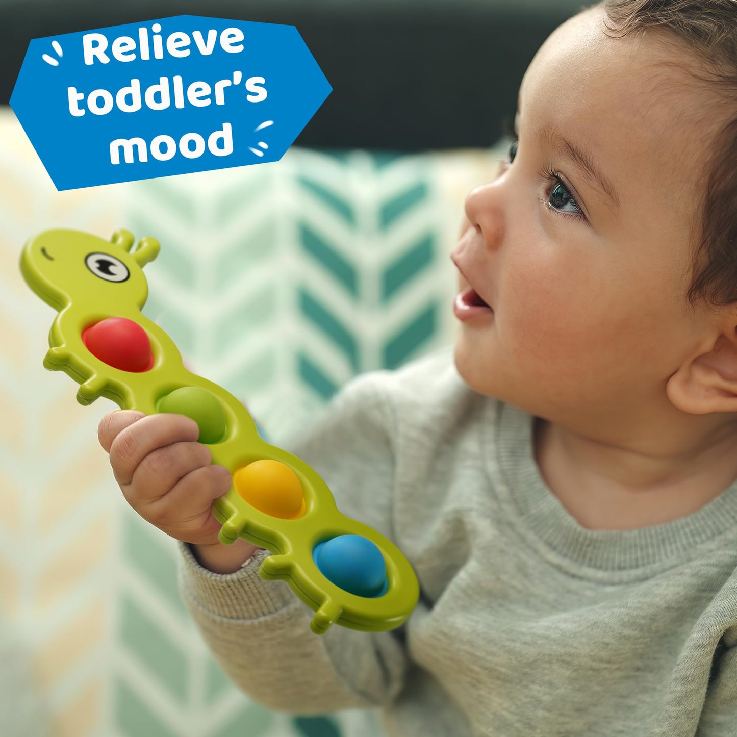 LiKee Fidget Popper Sensory Toy Set, Large Plastic Bubbles, Green/Yellow/Red, Montessori for 1-3 Years, Stress Relief, 2 Pieces