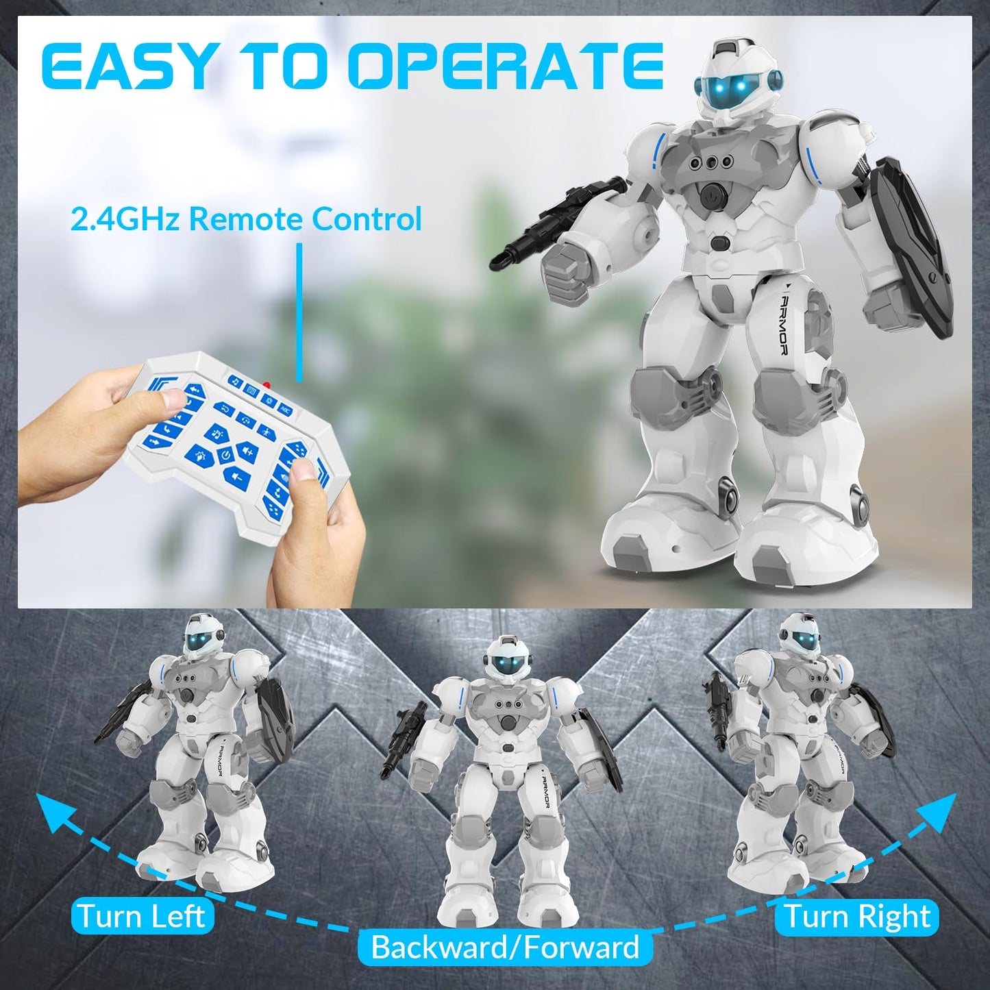 Stemtron Robot Toys For Kids, Programmable Remote Control Robot With Intelligent Gesture Sensing, Recharge, Singing & Dancing Mo