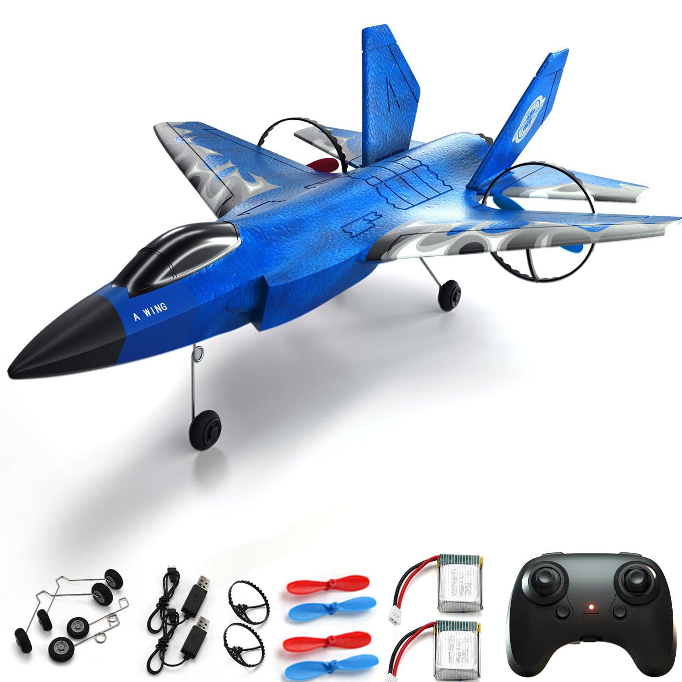 Crohorizon Rc Plane Toys For Kids,2 Channels Blue Foam Remote Control Airplane For Boys Girls 8-12 Years And Up,F35 Model Rc Jet