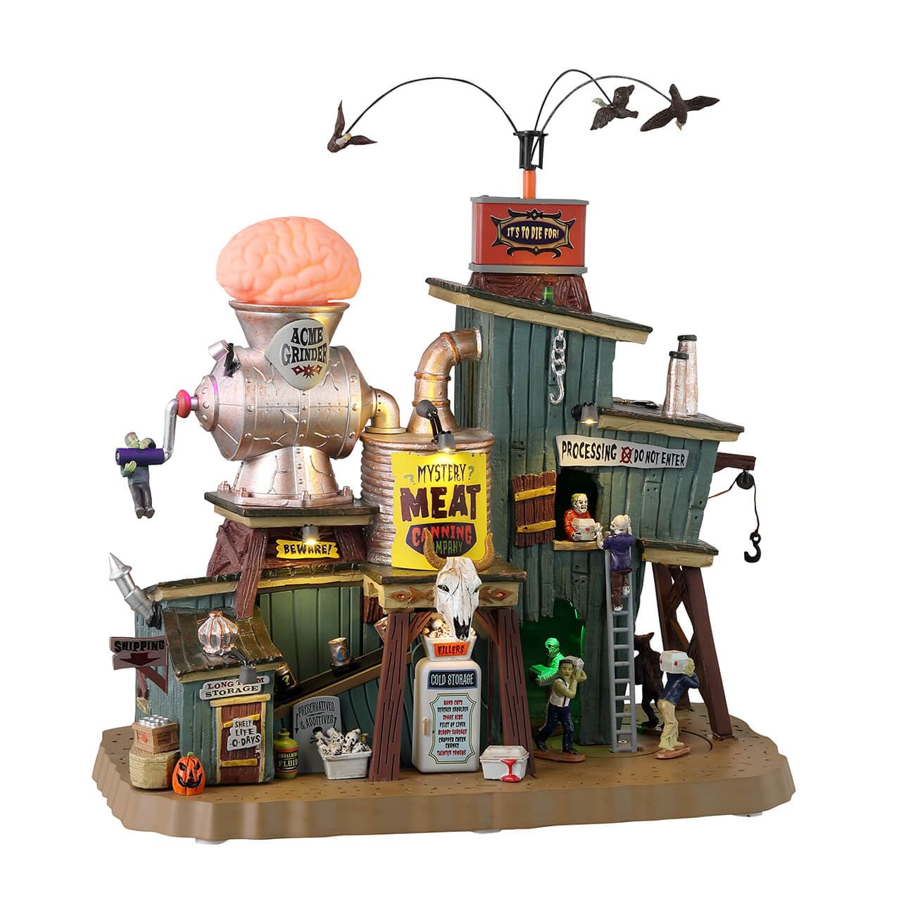 Lemax Village Collection - Spooky Town Mystery Meat Canning Co. Animated Lit Building #35008