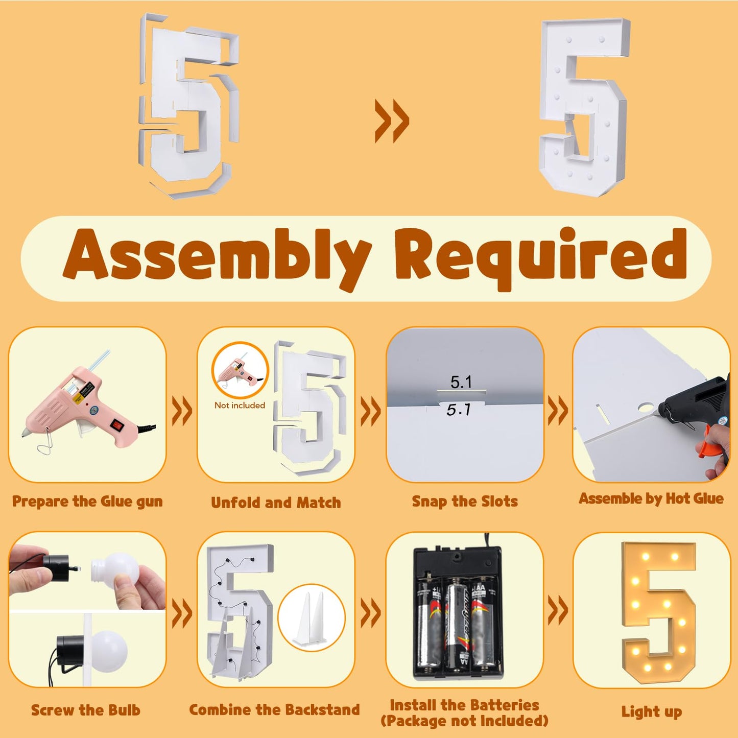 Imprsv 4Ft Marquee Numbers, Light Up Numbers For 15Th 50Th Birthday Decorations, Marquee Light Up Letters Anniversary Party Deco