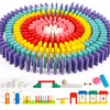 Joqutoys 600 PCS Dominoes Set for Kids Wooden Domino Building Blocks 6 Colors Bulk Dominoes Racing Tiles Games with Extra 26 Add-on Blocks and Storage Bag Educational Toys for Kids Birthday Party