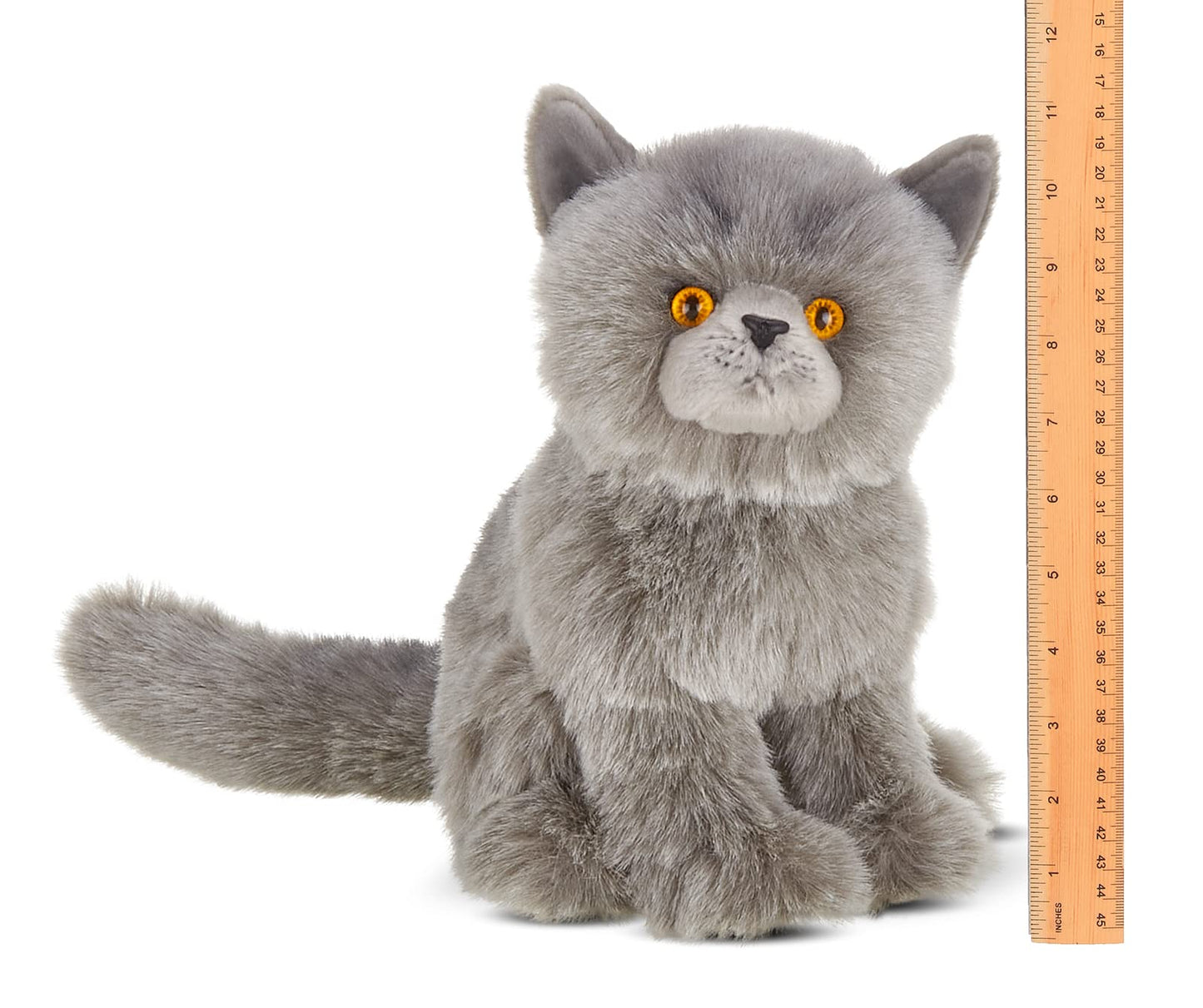 Bearington Collection Gordie The Grey Cat Plush Stuffed Animal, 10.5" Grey, Soft Plush Material, Model 0842878060843