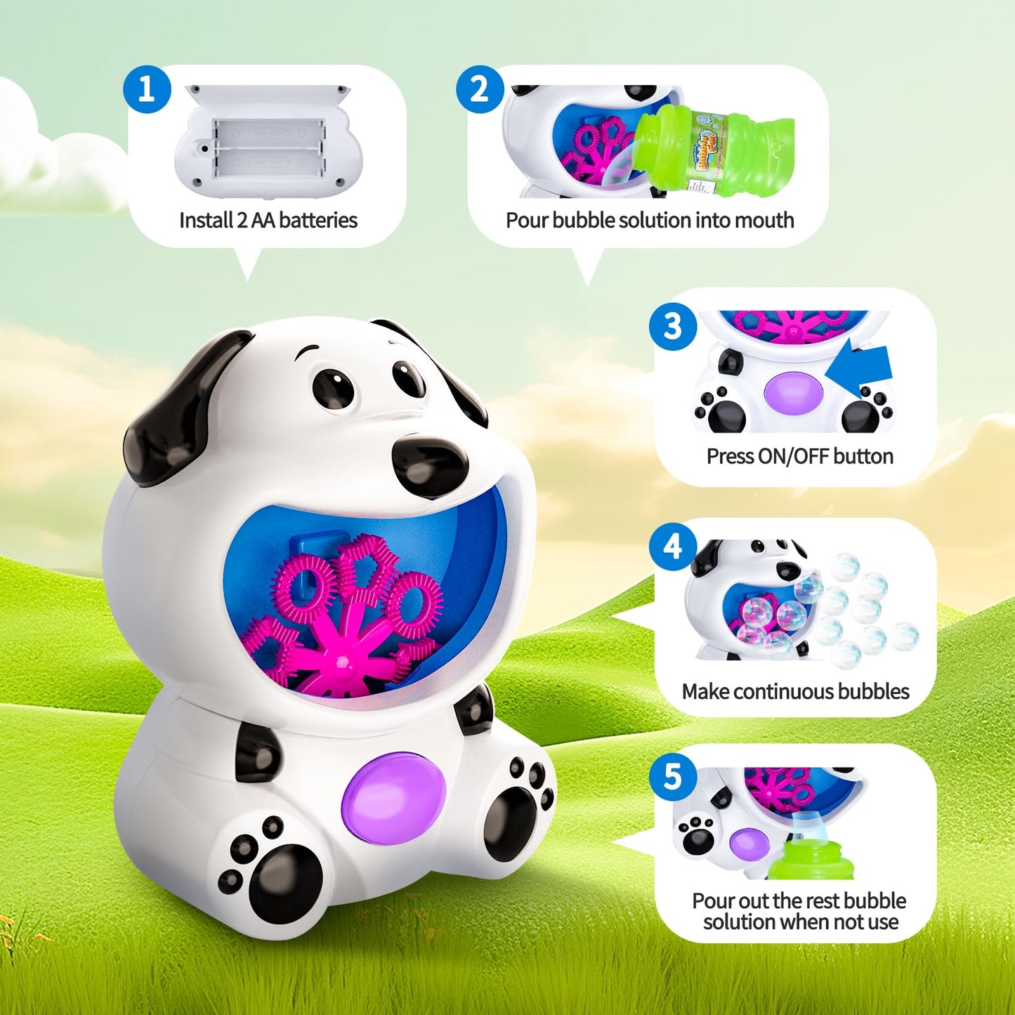 Bubble Machine Toys For Toddlers 1-3 Kids | Kids Bubble Maker Blower With 4Oz Bubble Solution | Ideal Outdoor Party Toys Gift Fo