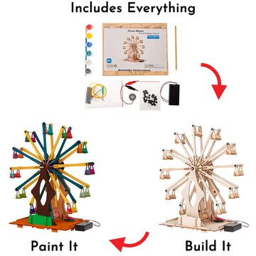 Wooden Ferris Wheel - Diy 3D Puzzle & Educational Creative Crafts Kit - Stem Projects For Kids Ages 8-12-16, Boys & Girls - Construction Toys Set - Model Building Kit For Christmas & Birthday Gifts