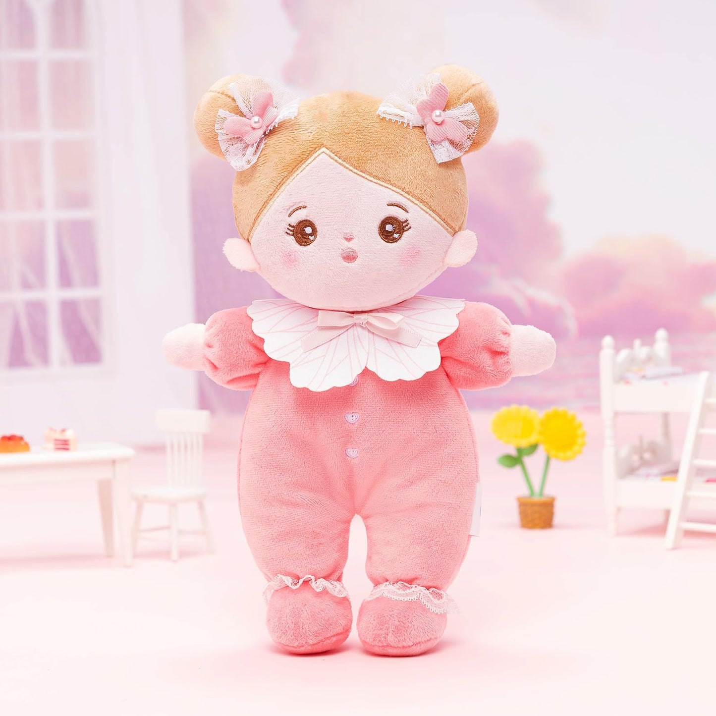 Ouozzz Soft Baby Doll For Girls - My First Baby Doll Birthday Gifts For Girls Plush Rag Dolls Pink Bow Dress Toy For Toddlers Kids Infants 10'