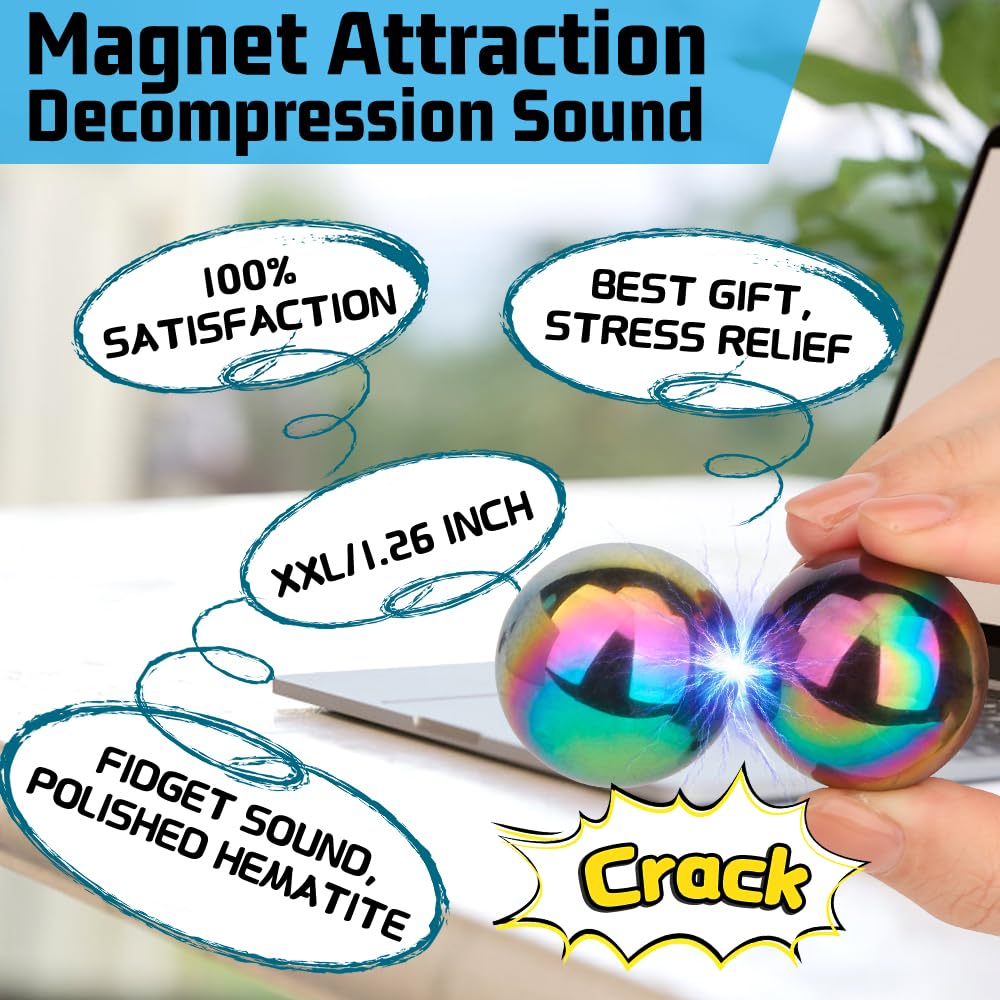 Magnet Slime Putty Party Favors, Fidget Toy Magnet Ferrite Putty Beads, Hematite Magnetic Stones Eggs With 1.26 Inch Magnet Balls, Cool Desk Toy, Edc Toy Science Kit Gift