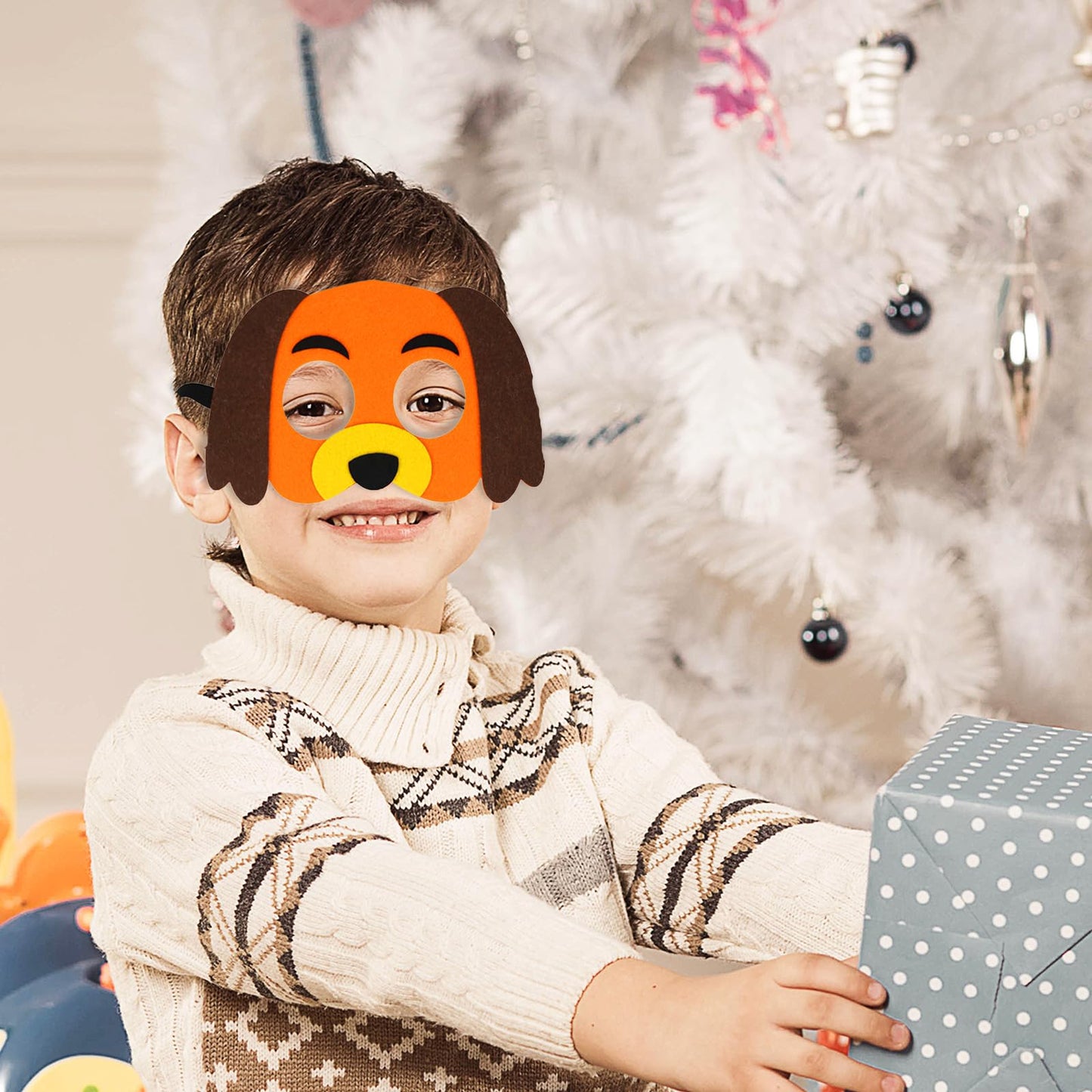 Jtnohx Felt Animal Masks, 10 Pcs Halloween Mask, Animal Costume For Birthday Party Supplies (Dog Mask)