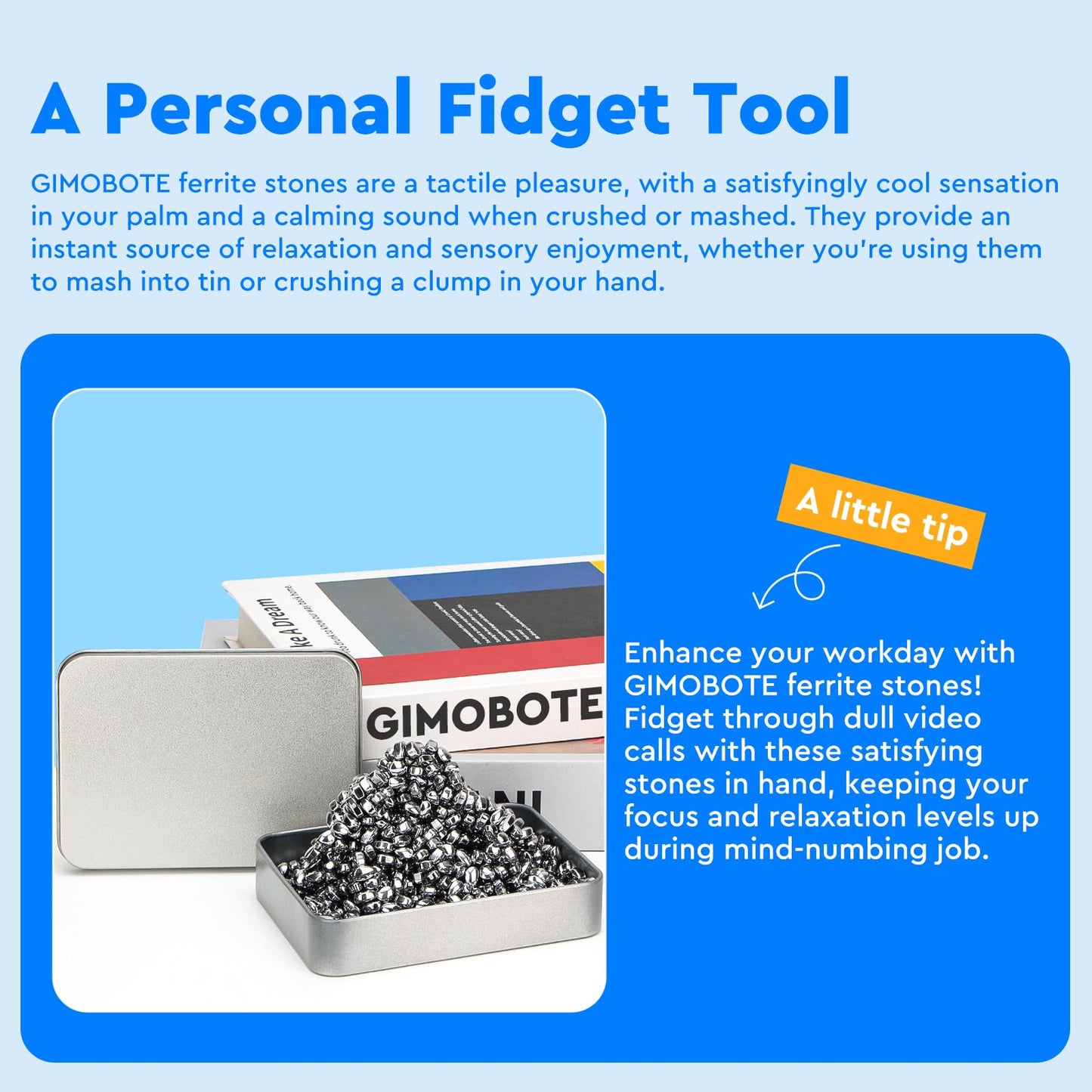 Gimobote Original 800+ Ferrite Putty Silver, Fidget Toy Ferrite Rocks For Stress Relief, Sensory Toy For Adults & Teens 14+, Fer