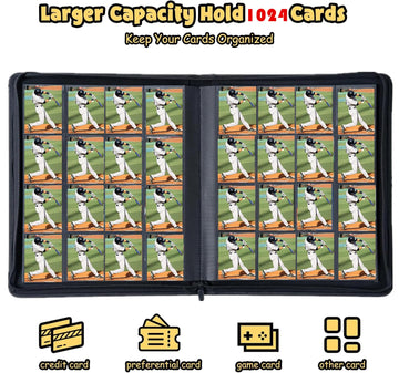 1000+ Pockets Card Binder, Trading Card Binder 16 Pocket, Pu Cover With Costum Label, Card Collection Binder For Pokm, Tcg, Mtg,