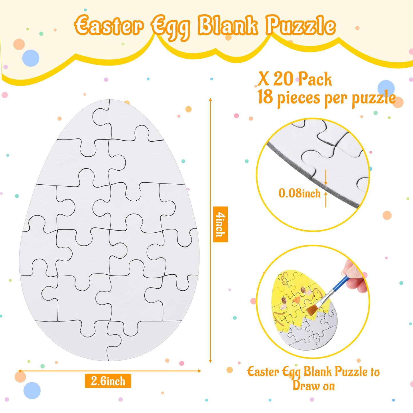 Motionchic 20 Pack Easter Egg Blank Puzzles To Draw On 18 Pieces Each 3.9 X 2.7 Make Your Own Puzzle Egg Shape Create Your Own P