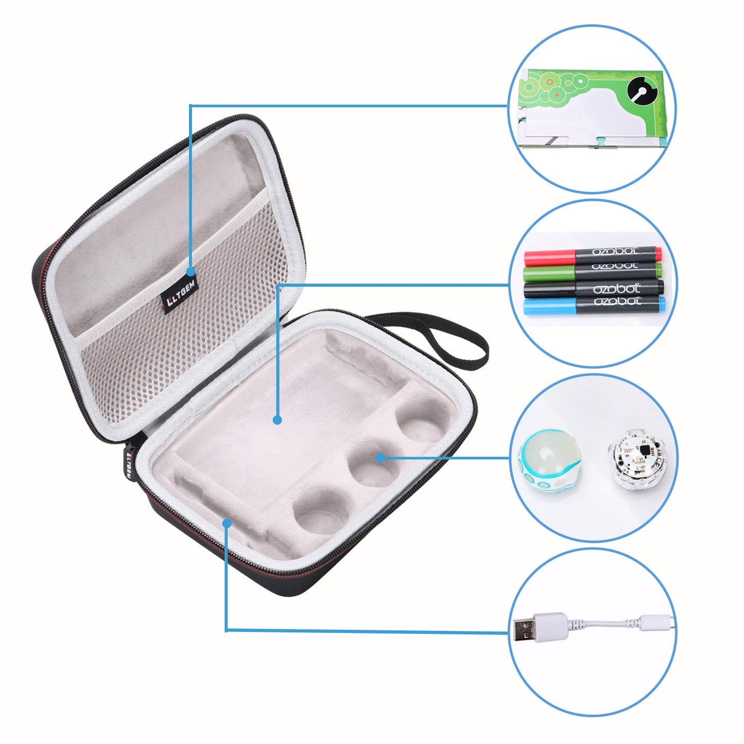 Ltgem Carrying Case For Bit Coding Robot - Fits Usb Charging Cable/Playfield/Skin / 4 Color Code Markers (Fits A Full Robotics Kit)-Case Only