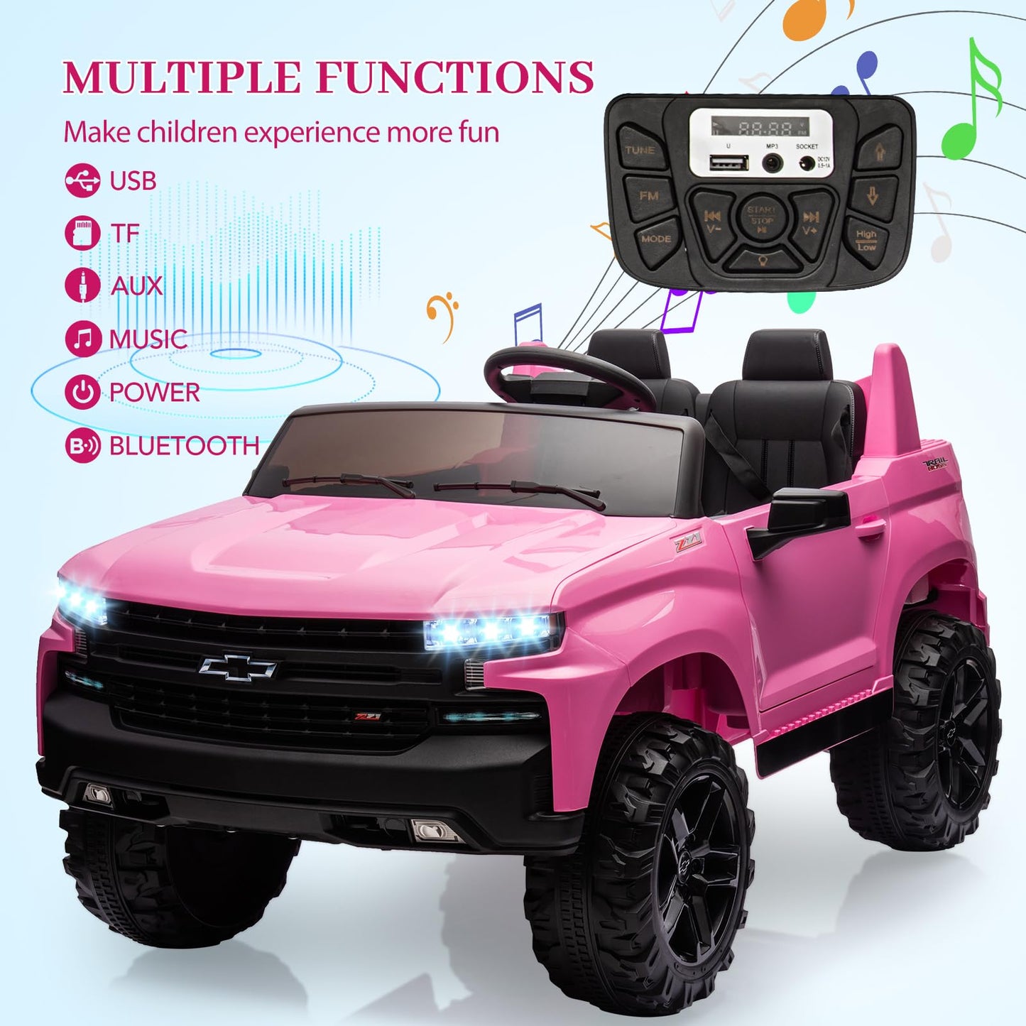 Hipicute 24V 2-Seater Truck Licensed Chevrolet Silverado Ride On Car Kids Toy