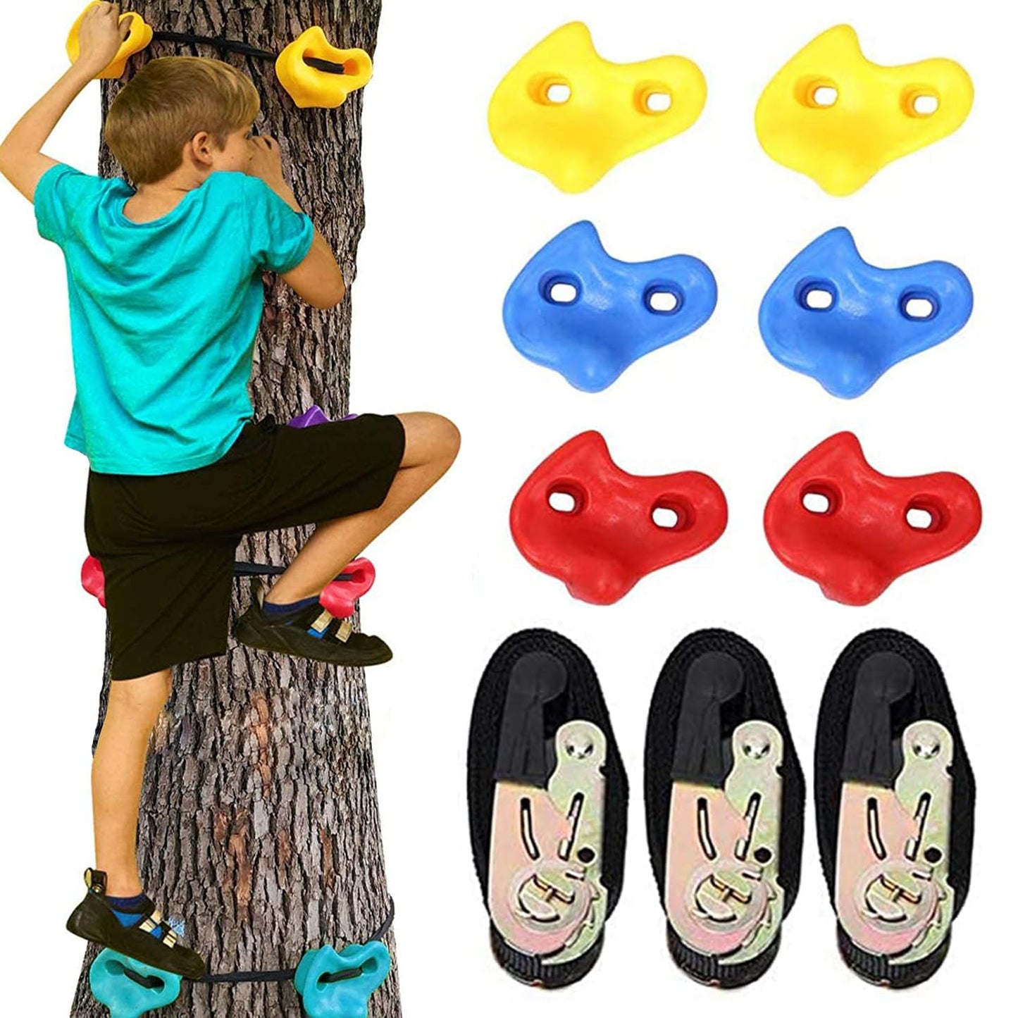 Hooroor Ninja Warrior Obstacle Course For Kids And Adults - 66Ft Slackline With Tree Climbing Rock Holds, Swing Seat, Monkey Bars, Ring Wheel, Rope Ladder - Outdoor Training Playset