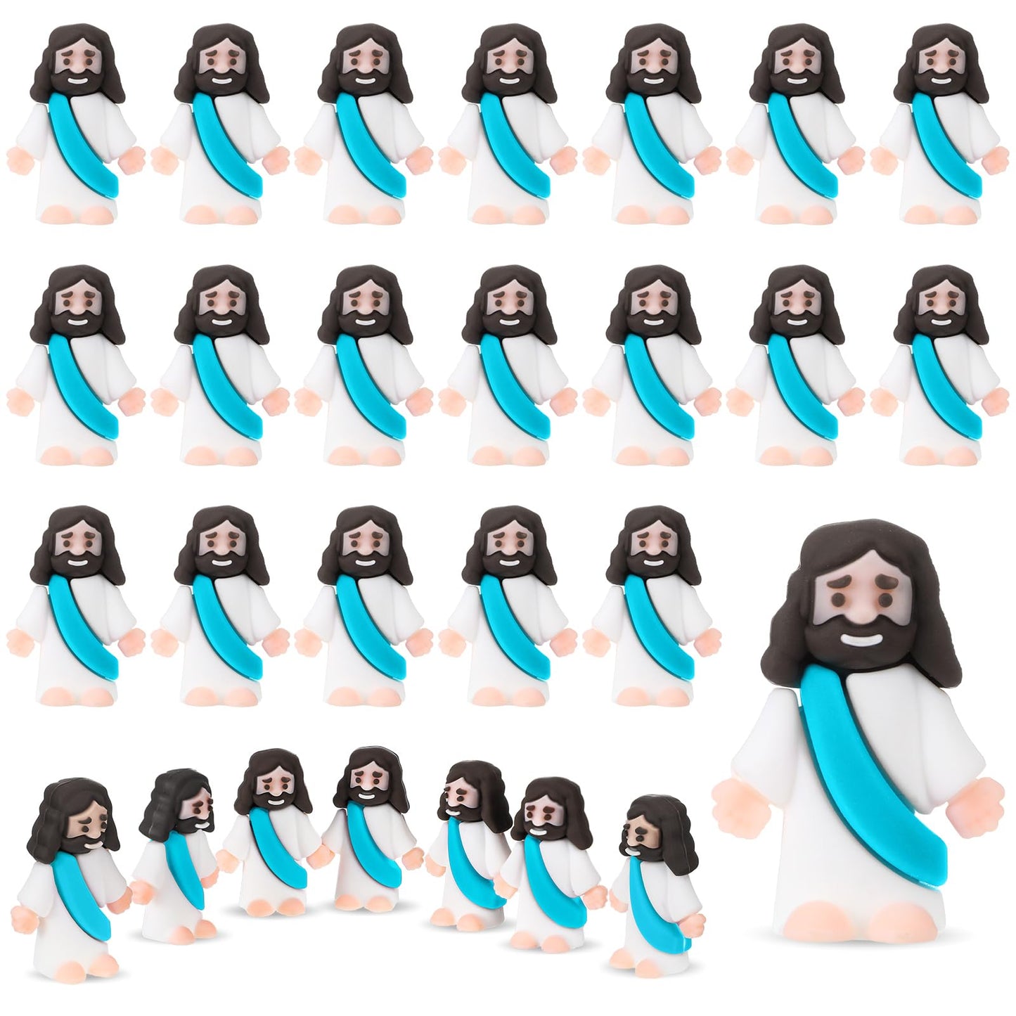 Bememo 25 Pcs Little Jesus Figures Original Design Mini Rubber Jesus Toys To Hide And Seek Religious Party Favors Sunday School