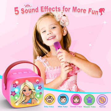 Princess Karaoke Microphone Machine Toys: Colorful Led Portable Bluetooth Speaker With 2 Wireless Mics Toys Gifts For 4 5 6 7 8