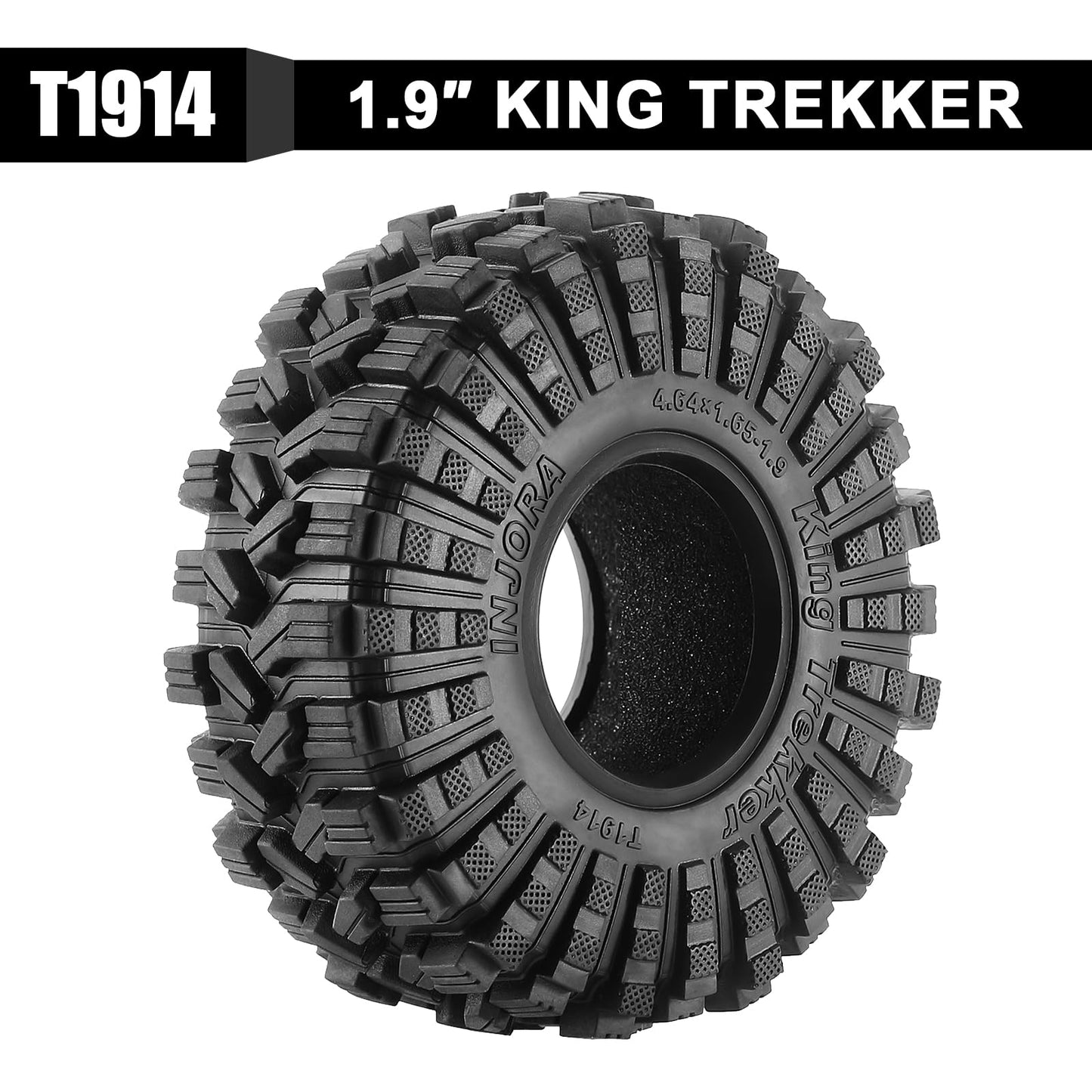 INJORA King Trekker 1.9'' S5 All Terrain Tires for 1/10 RC Crawler Upgrade(118 * 42mm)
