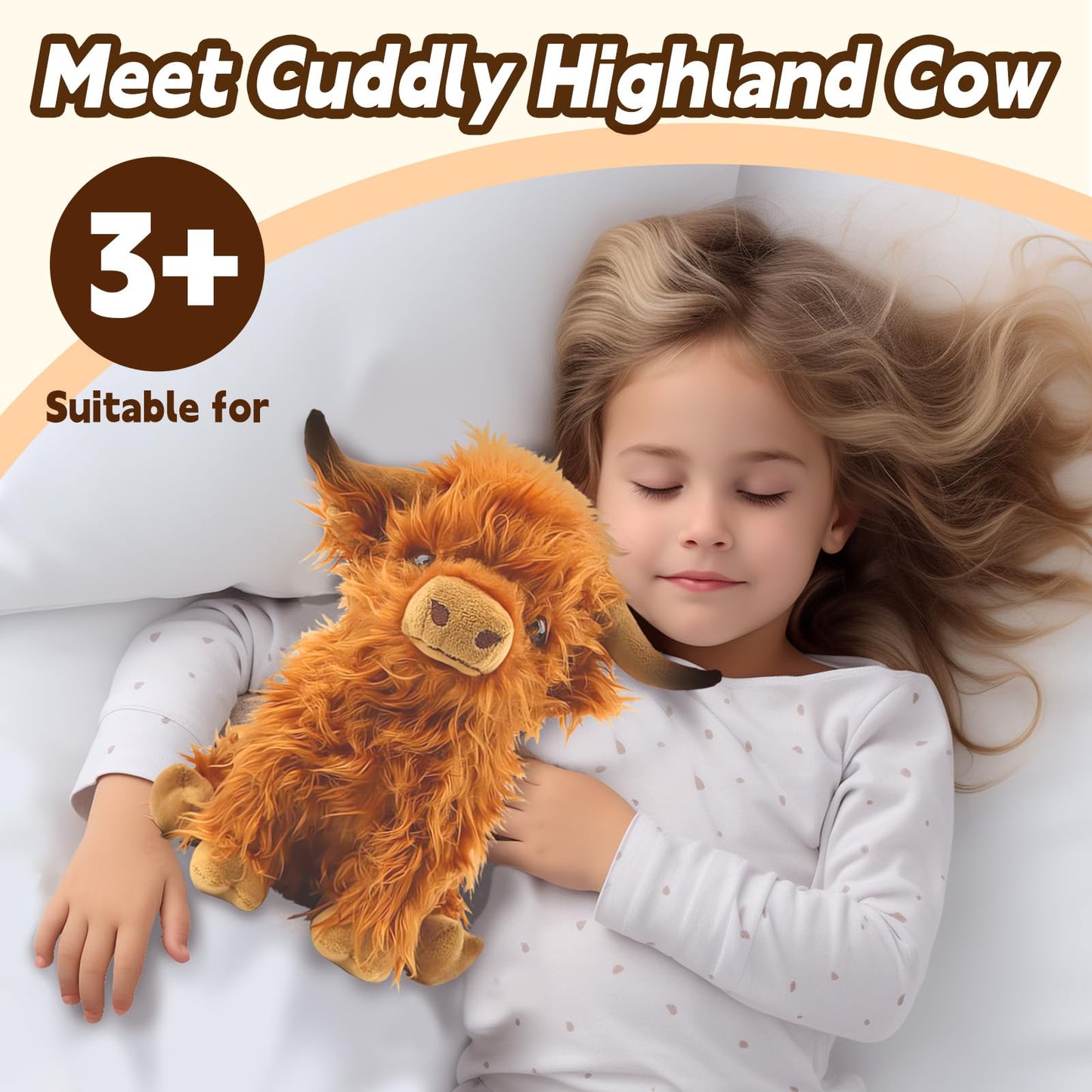 Bsanker Highland Cow Stuffed Animal Toy, Cute Highland Cow Plush Toy Fluffy Farm Highland Cow Plushies Decor Gifts For Girls Boy