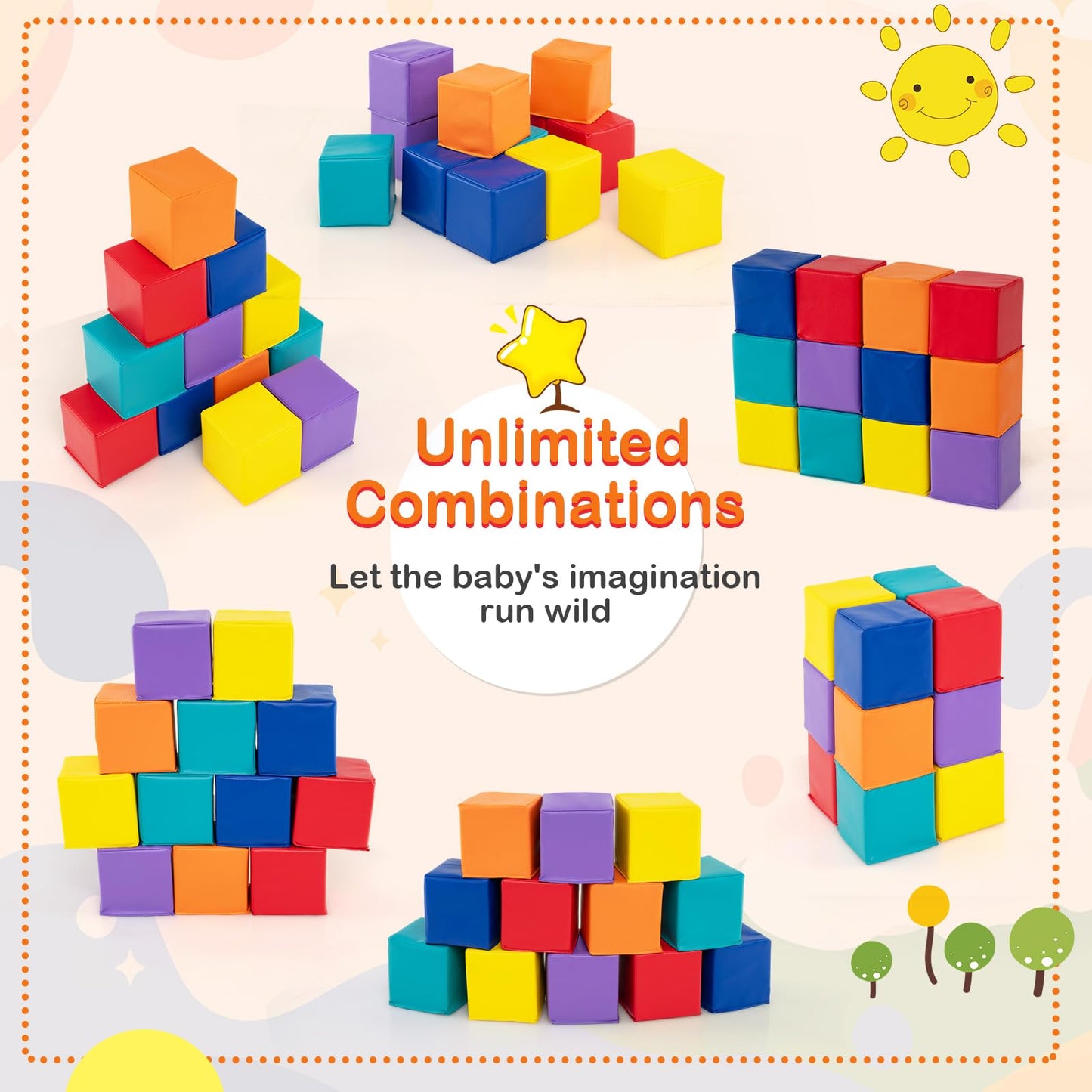 Costzon Soft Blocks, Toddler Foam Block Playset for Safe Active Play and Building, Indoor Climbers Stacking Play Set Learning To