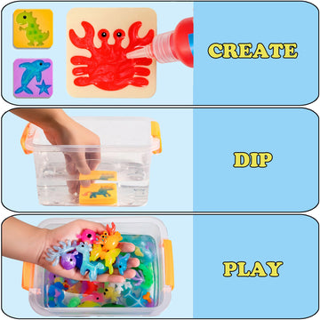 Kidisego Aqua Fairy Water Gel Kit for Kids, Magic Water Elf Toy Kit with 12 Colors Magic Gel, Aqua Fairy kit with 18 Shape Molds