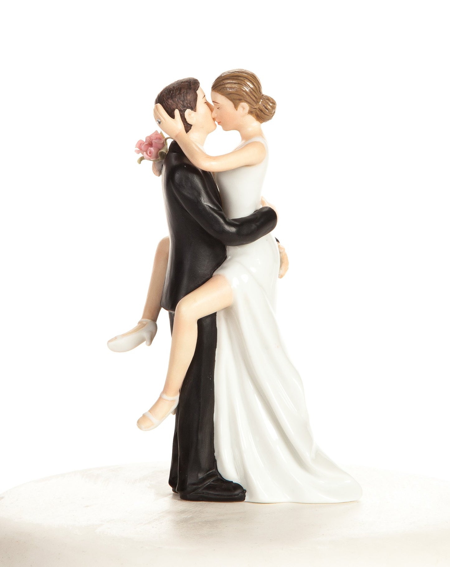 Wedding Collectibles Funny Kissing Wedding Cake Topper With Bride And Groom | Fun, Humorous Figurine | Fine Porcelain | 5.5 Inches