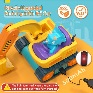 Lehoo Castle Remote Control Car for Toddlers, Rechargeable Construction Toys, RC Excavator Toys for Boys 3-5 Year Old, Toys for