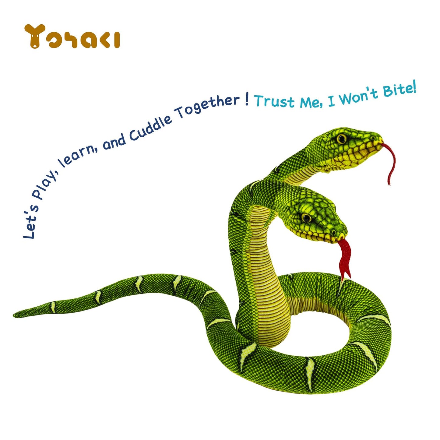 Yohaki Snake Plush Toy, 52'' Washable Plush Cuddle Toy, Soft And Cute Kids Gift For Boys And Girls, Birthday Party Gift Pranks,