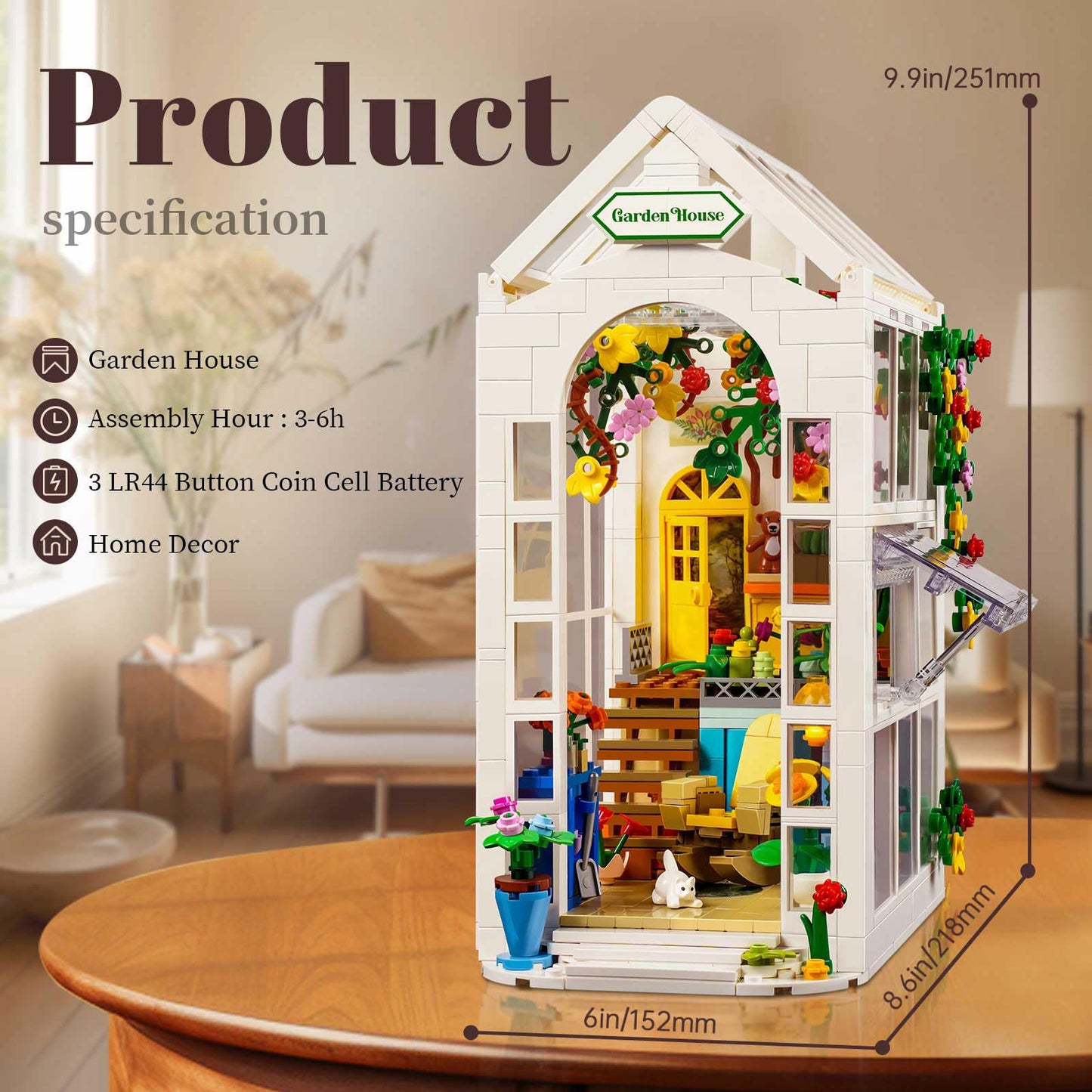 Ivvtnhz Flower House Building Set With Led Lights, Garden House Building Toy, Greenhouse Model Gift For Girls Friend And Women, Book Nook Kit Diy Decoration (699 Pieces)