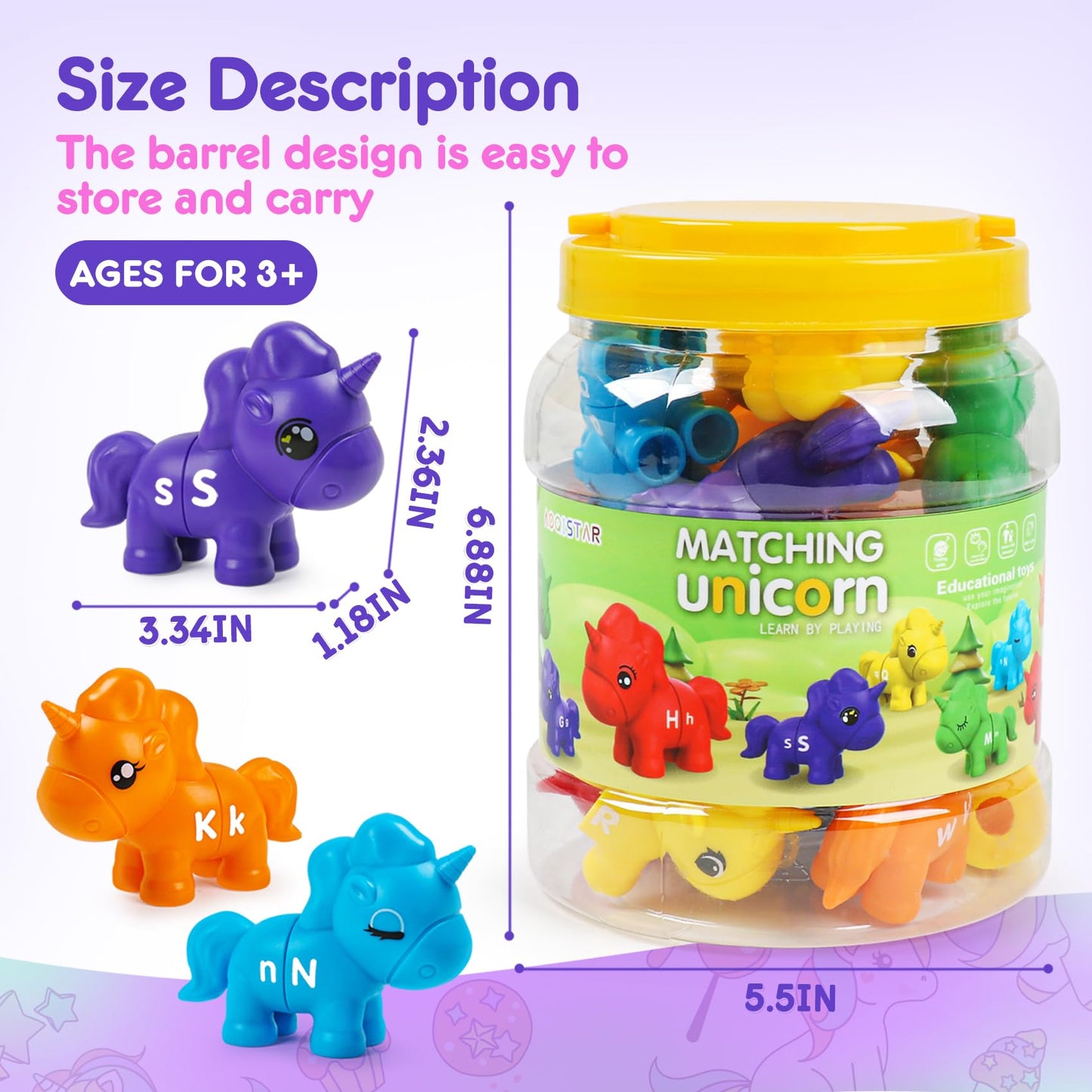 Tsyan Matching Letter Montessori Toys For Toddlers,Abc Unicorn Alphabet Preschool Learning Activities Classroom Must Haves Senso