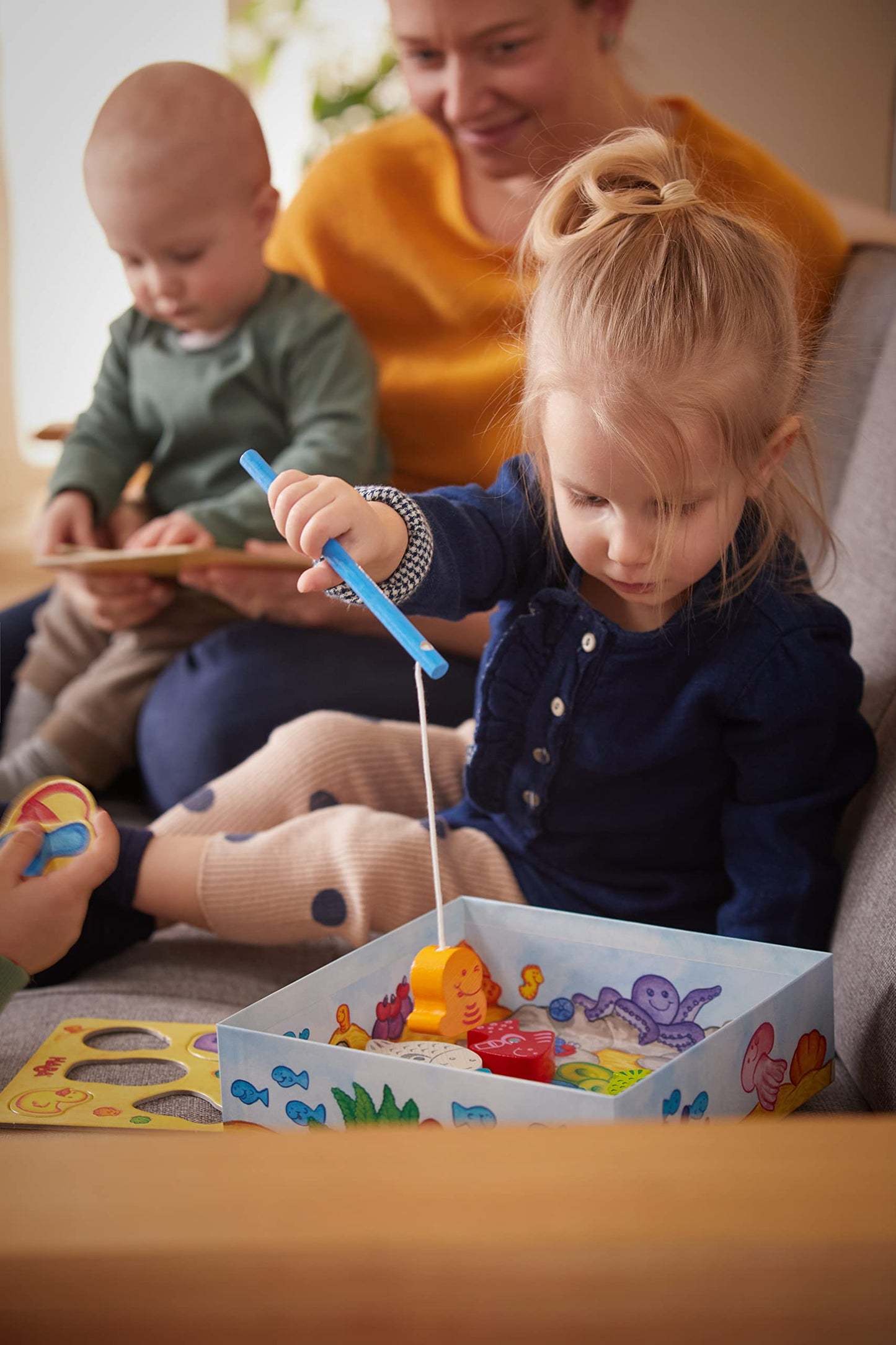 HABA My Very First Games Here Fishy Fishy! Magnetic Fishing Game, Medium Size, Wooden, Angeln, Model 4983, Ages 2+