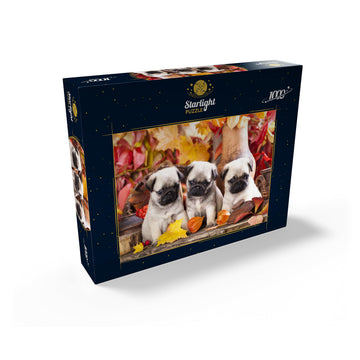 MyPuzzle Pug Puppies - enhanced 1000 Piece Jigsaw Puzzle - Made in USA