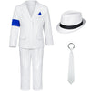 Dance Star Costume for Boys 80s 90s Stage Outfits Kids Role Play Party Halloween Cosplay 1214 Years White