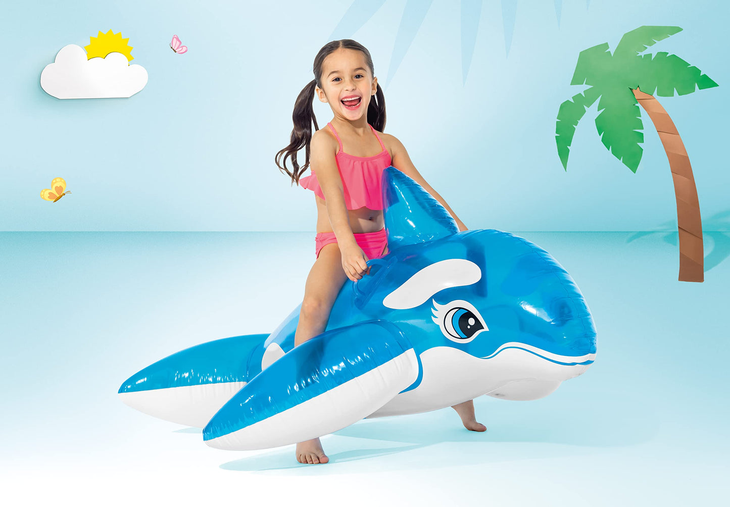 Intex Lil' Whale Inflatable Pool Float: Animal Pool Toy For Kids – 2 Heavy-Duty Handles – 88Lb Weight Capacity – 60' X 45' – For Ages 3+