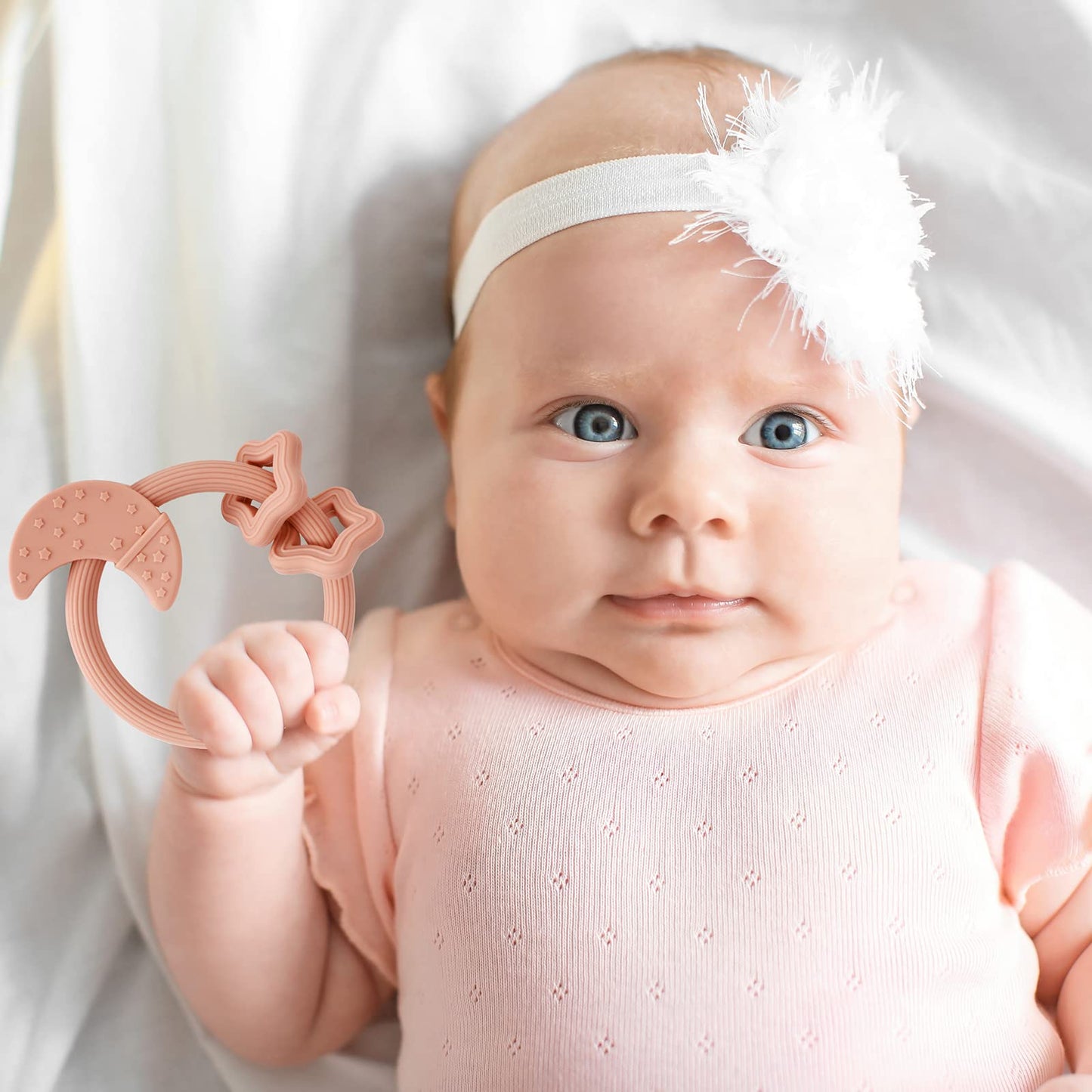 Eoopoon Silicone Baby Teething Toy Silicone Baby Ring Teether for Babies 3 Months+ Raised Texture to Soothe Gums BPA Free Boys Girls Shower Birthday Christmas Gifts (Sage)