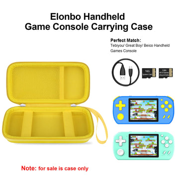 Elonbo Carrying Case for TEBIYOU/ Great Boy/ Beico Handheld Game Console Retro Video Games Portable Gaming Player Travel Storage Cover Mini Arcade Electronic Toy Holder Bag Yellow