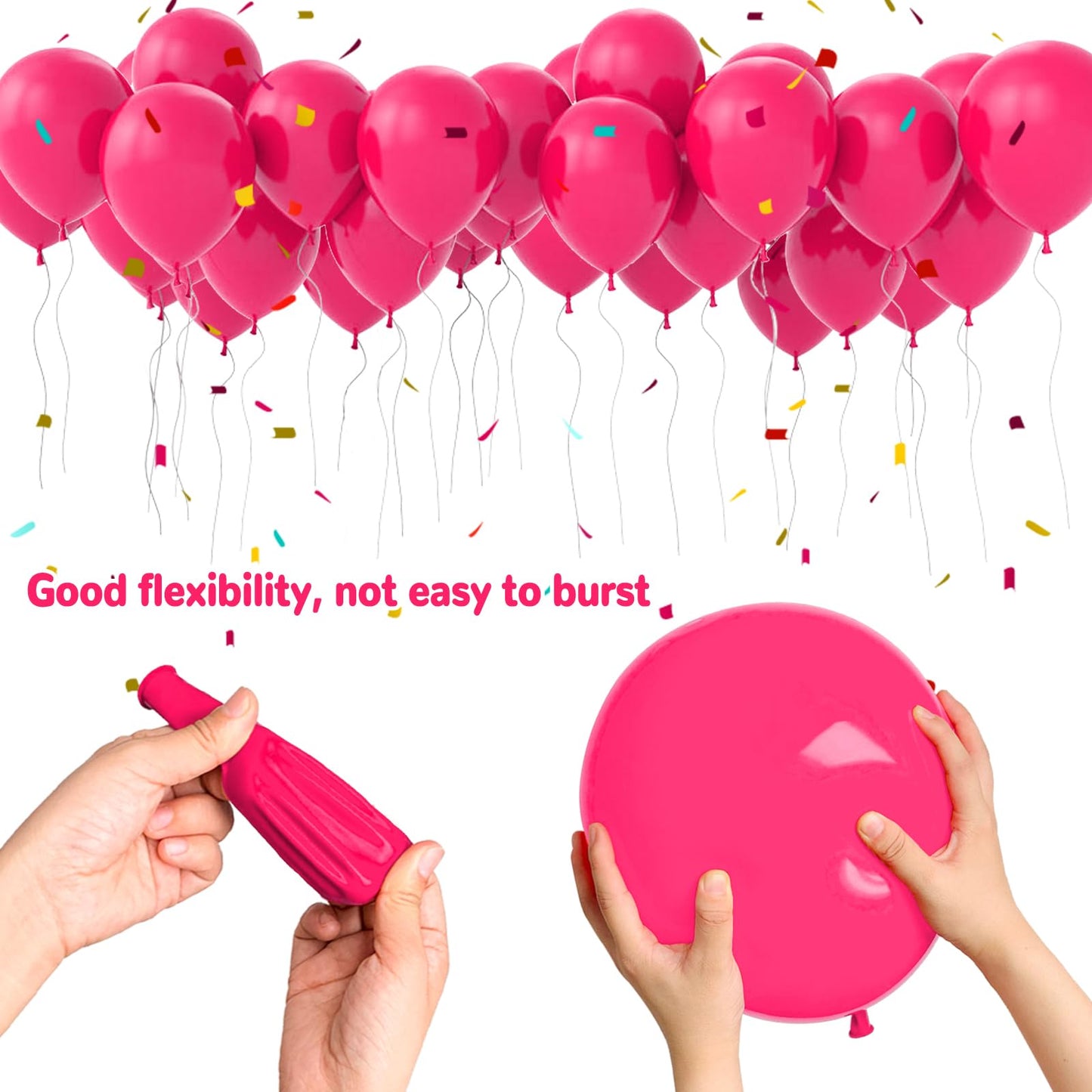 Hot Pink Balloons 100 Pcs 12 Inch Thicken Latex Hot Pink Balloons Pink Round Helium Balloons For Birthday Wedding Valentines Ann