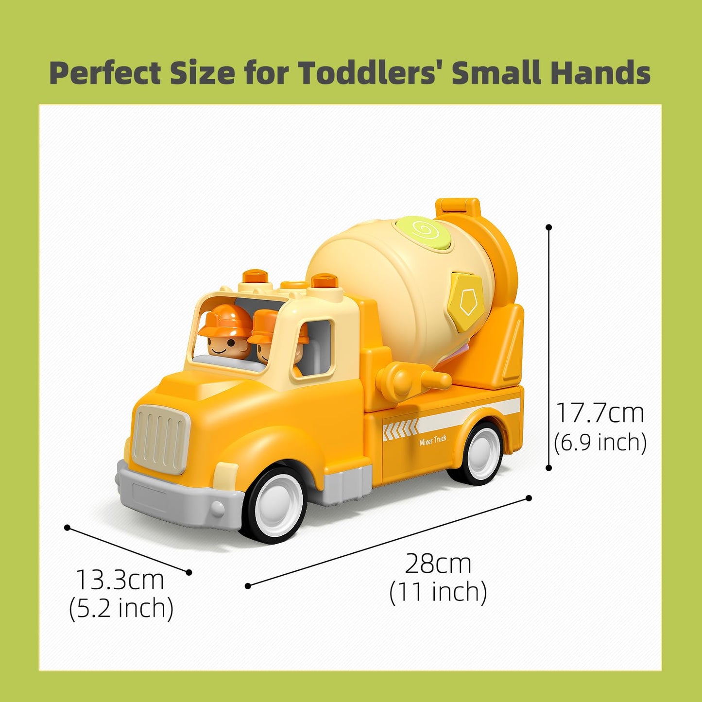 Cement Mixer Truck Construction Car Toys For Kids, Construction Car with Sound and Light, Shape Sorter Learning & Education Pres