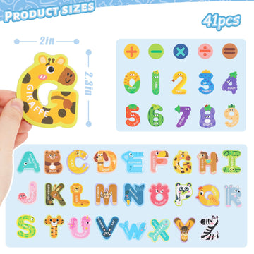 Lovestown 41Pcs Magnetic Letters Numbers, Large Animal Alphabet Magnets For Fridge Educational Spelling Learning Games Kids Toddlers