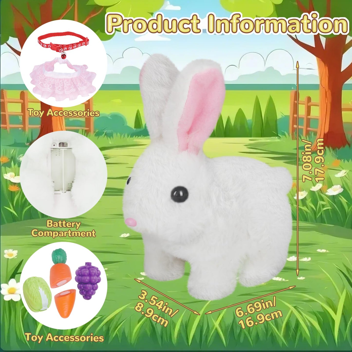 Walking Bunny Toys For Kids, Bunny Stuffed Animal Interactive Electronic Toys, Swinging Ears, Twitching Mouth And Nose, Easter C